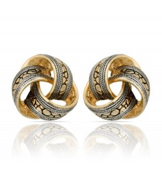 JanKuo Jewelry Two Tone Bali Antique Style Knot Clip On Earrings - C21198H849H