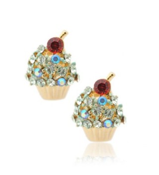 Spinningdaisy Crystal Cherry on the Top Cupcake Earrings (Lime) - CT110SSAPNR