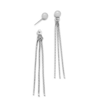 Bead Stud Front Back Dangle Earrings with Three Chain Drops Sterling Silver - CV17AZMADUS