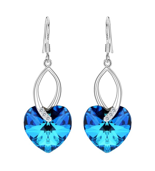 EleQueen Sterling Earrings Swarovski Crystals - Bermuda Blue - C412H49B0F5
