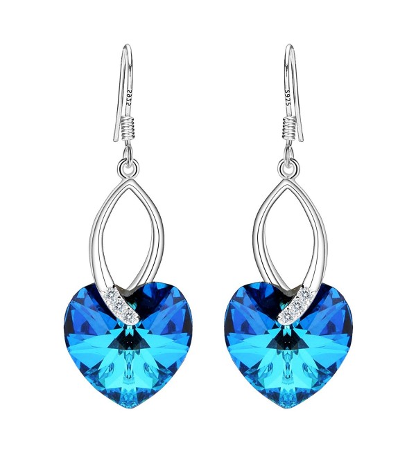 EleQueen Sterling Earrings Swarovski Crystals - Bermuda Blue - C412H49B0F5