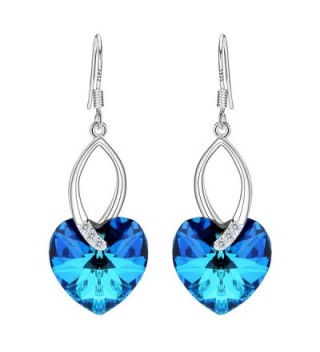 EleQueen Sterling Earrings Swarovski Crystals - Bermuda Blue - C412H49B0F5