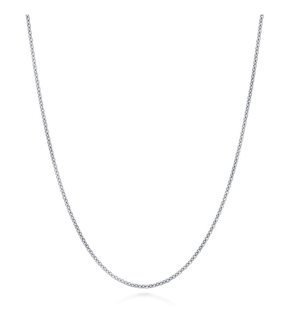 BERRICLE Italian Rhodium Plated Sterling Silver Rolo Chain Necklace 1mm - C311WG3RYRX