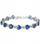 EleQueen Silver tone Zirconia Bracelet Sapphire - Sapphire Color - CE126TM6R6F