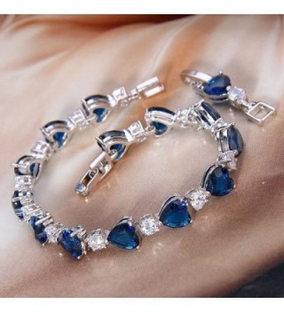 EleQueen Silver tone Zirconia Bracelet Sapphire