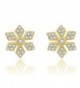 YAN & LEI Sterling Silver Snowflake with CZ Setting Stud Earrings - Golden - C212N20I2CF