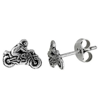 Tiny Sterling Silver MOTORCYCLE Stud Earrings 5/16 inch - CV111B24AUD