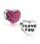 Bling Jewelry 925 Silver Pink Crystal I Love You Heart Bead Charm - CK110F7T7LX