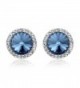 SBLING Platinum-Plated Halo Stud Earrings Made with Blue Swarovski Crystals (3.75ct) - CF1294CHAMB