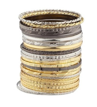 Lux Accessories Mixed Metal Textured Multiple Aztec Bangle Bracelet Set - CT127ZWVT61