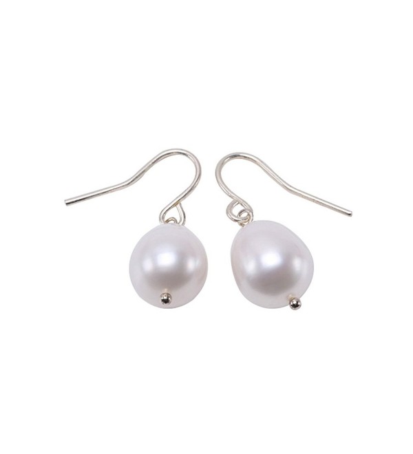 JYX Sterling Silver Oval Cultured Freshwater Pearl Dangle Earrings - White - C812NTT2V08