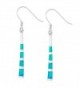 Sterling Silver Created Opal Long Dangle Earrings - Blue - C211Q94LRMN