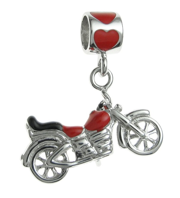 Rhodium-plated Sterling Silver Motorbike Enamel European Style Dangle Bead Charm - CC11APG4BTV