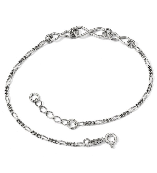 Black Bow Jewelry Sterling Silver 6mm Infinity and 2mm Figaro Link Anklet- 9-10 Inch - CV12MYKDWRK