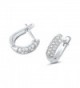 Sterling Silver Simulated Diamond 3 Row Domed Latch Back Earrings - CM120UILMWD