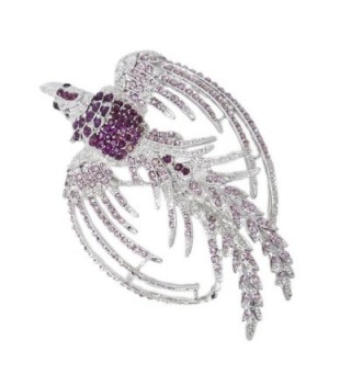 EVER FAITH Women's Austrian Crystal Flying Phoenix Rebirth Brooch Pin Purple Silver-Tone - C411DR32ES5