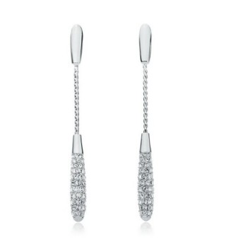MYJS Alicia Rhodium Plated Pave Dangle Drop Earrings with Clear Swarovski Crystals - CC1230NCN2X
