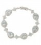 EVER FAITH Silver-Tone Full Zircon Wedding Tear Drop Link Bracelet - Clear - CU11U9WIIJB