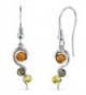 Baltic Amber Squiggle Earrings Sterling Silver Green Honey Cognac Colors - CR11Y5N1WC5