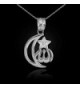 Sterling CZ Accented Islamic Crescent Necklace