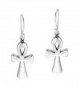 Nice Egyptian Ankh Cross .925 Sterling Silver Dangle Earrings - C111QD4V20V