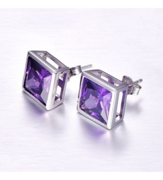 Merthus Sterling Amethyst Princess Earrings in Women's Stud Earrings