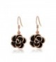 YEAHJOY Bling Jewelry Women's Platinum/Rose Gold Plated Black Rose Flower Hook Earrings - C317YLQR8N5