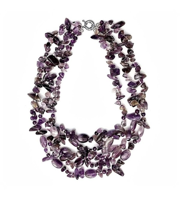 Beautiful 18" Amazing Purple Amethyst Beads Necklace 18 Inch - CU125OU6N8F