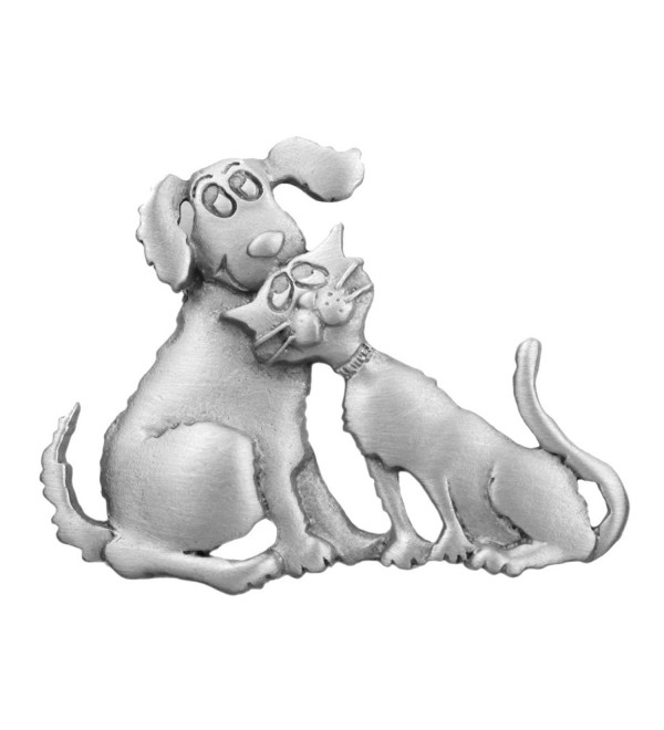 Dog and Cat Sitting Together - Pewter Cat Pin - CO123BWBG5D