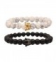 UEUC King&Queen Crown Couple Bracelets His and Her Friendship 8mm Beads Bracelet - Black/White Golden Crown - CC188TW9R7K