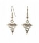 Surgical Steel Dangle Earrings Caduceus Silver Tone - C011P6EEH3D