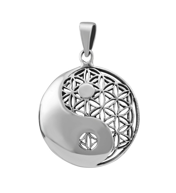 WithLoveSilver Sterling Silver 925 Charm Celtic Round Yin Yang Cut Out Flower of Life Pendant - CV11WUPMJ3B