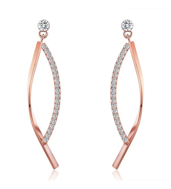 SBLING 18K Rose Gold Plated Cubic Zirconia Drop Earrings (1.5 cttw) - C8120J0VW8L