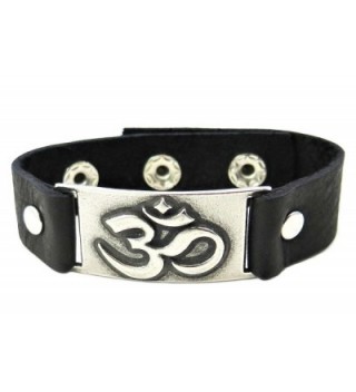 Om Bracelet- Black Leather- Adjustable - C411CTKKKNN