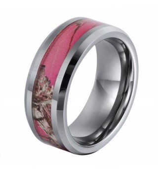 Will Queen TU 8 113 8mm Flowering Pink Tungsten Ring 4mm Width of Camo Inlay White Wedding Bands 6 5 - CF129UVDT4P