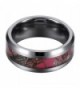 Will Queen TU 8 113 8mm Flowering Pink Tungsten Ring 4mm Width of Camo Inlay White Wedding Bands 6 5