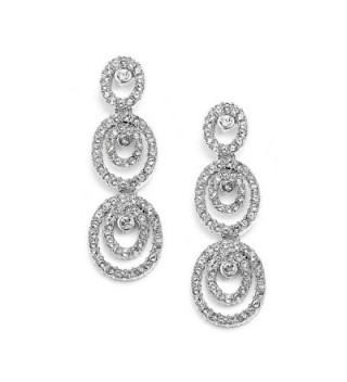 Mariell Concentric Ovals Genuine Platinum Plated Inlaid Pave CZ Wedding- Bridal & Bridesmaid Earrings - CZ11ZP7X60B