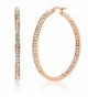 2" Stainless Steel Rose Gold Plated High Shine Inside-Out Hoop Earrings With CZ - CW11D0G1HP5