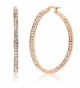 2" Stainless Steel Rose Gold Plated High Shine Inside-Out Hoop Earrings With CZ - CW11D0G1HP5