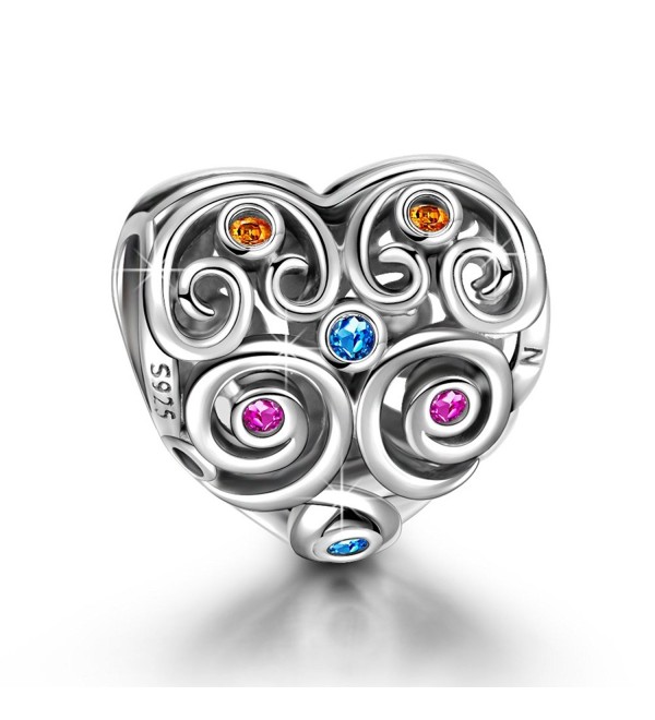 NinaQueen "Distinguished Heart" 925 Sterling Silver Hollow Bead Charms - CY11Y257F2H
