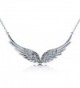 Rhodium Plated Sterling Silver Cubic Zirconia CZ Angel Wings Pendant Necklace 14.5"+2" Extender - C01105KWDLV