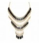 American Rag Necklace- 18-in Gold-Tone Black and White Lattice Fringe Statement Necklace - CZ11N5GIF91