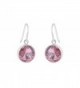 Women Round Drop Earrings With Swarovski Elements Crystals - Pink - CD12KNQV5SN
