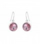 Women Round Drop Earrings With Swarovski Elements Crystals - Pink - CD12KNQV5SN