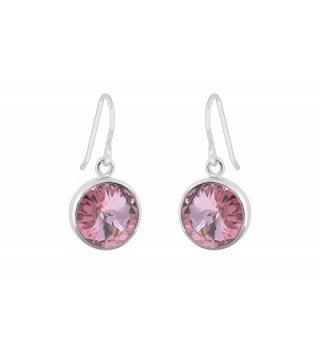 Women Round Drop Earrings With Swarovski Elements Crystals - Pink - CD12KNQV5SN