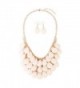 Riah Fashion Women's Floating Bubble Beaded Teardrop Statement Jewelry Necklace and Earrings - Natural - CG182IUIN9Q