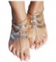 Women's Lady's 2 Piece Golden Multi layer Foot Chain Anklet Barefoot Sandals Beach Foot Jewelry - Gold - CT12EAKVOZV