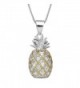 Sterling Silver with 14kt Yellow Gold Plated Accents Medium Pineapple Pendant Necklace- 16+2" Extender - CS1146OKWZL