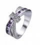 Rongxing Fashion Jewelry Purple Sapphire Womens Zircon Cross White Gold Wedding Ring Sets Size 6-10 - CD12BU13ZZV