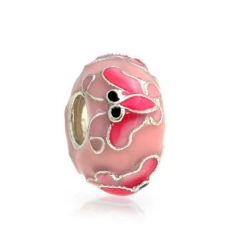 Bling Jewelry Pink Butterfly Enamel Bead Charm .925 Sterling Silver - C511547VDJX